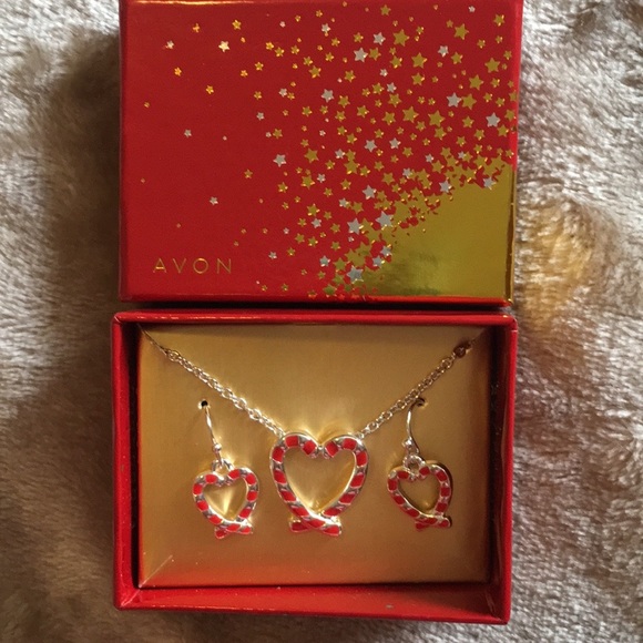 Avon Candy Cane Confection Necklace & Earring Set - Picture 2 of 2